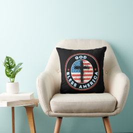 Gott segne Amerika mit Fahne und Kreuz Kissen