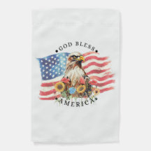 Gott segne Amerika mit Flagge/Adler/Blumen II