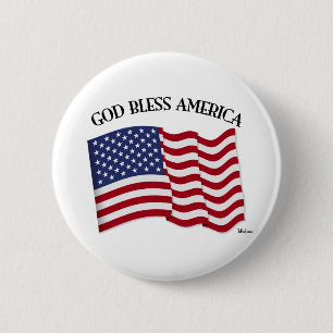 GOTT SEGNE AMERIKA mit US-Flagge Button