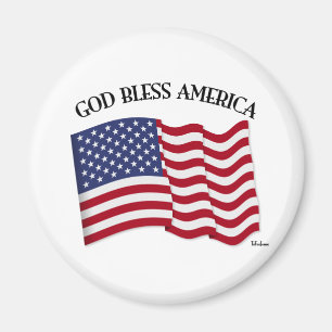 GOTT SEGNE AMERIKA mit US-Flagge Magnet