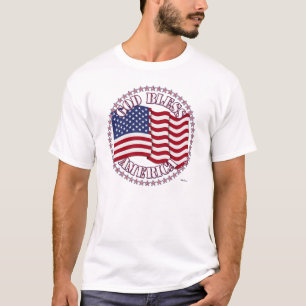 Gott segne Amerika mit US-Flagge und 50 Sternen T-Shirt