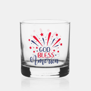 Gott segne Amerika Patriotische Feuerwerksfeier Whiskyglas