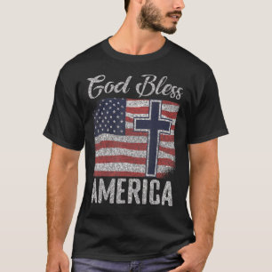 Gott segne Amerika Patriotische Flagge der USA T-Shirt