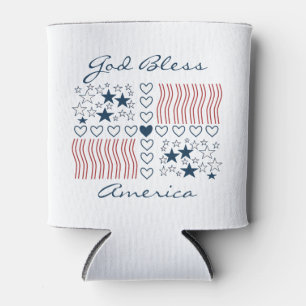 Gott segne Amerika Patriotische Stars Streifen Her Dosenkühler