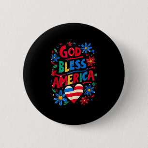 Gott segne Amerika Patriotische USA-Flagge Christl Button