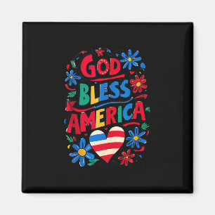 Gott segne Amerika Patriotische USA-Flagge Christl Magnet