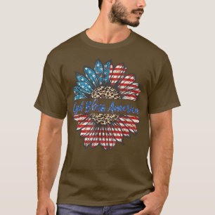 Gott segne Amerika Patriotischer 4. Juli Sonnenblu T-Shirt