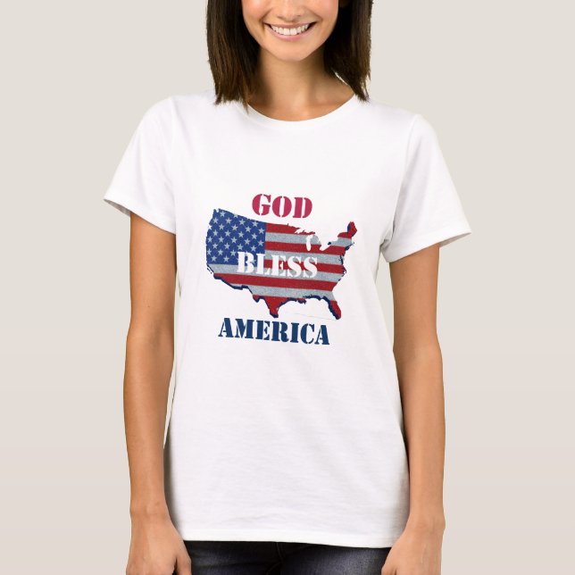 Gott segne Amerika | Patriotisches Design T-Shirt (Vorderseite)