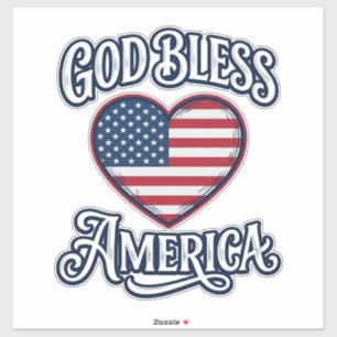 Gott segne Amerika Patriotisches Herz-Shirt-Design Aufkleber