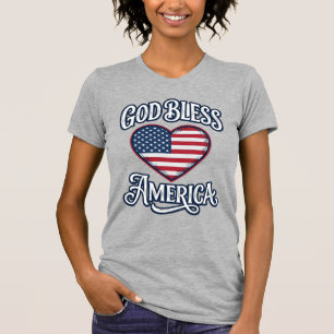 Gott segne Amerika Patriotisches Herz-Shirt-Design T-Shirt