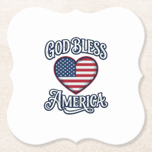 Gott segne Amerika Patriotisches Herz-Shirt-Design Untersetzer