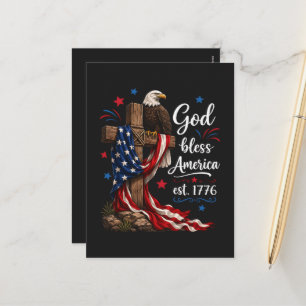 Gott segne Amerika Patriotisches Kreuz Feiertagspostkarte