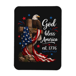Gott segne Amerika Patriotisches Kreuz Magnet