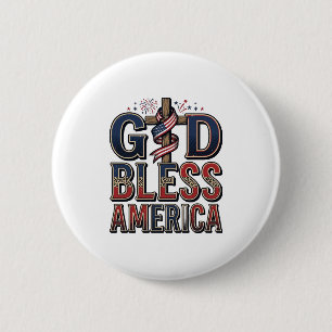 Gott segne Amerika Patriotisches Kreuz Vintage-Shi Button