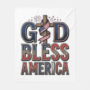 Gott segne Amerika Patriotisches Kreuz Vintage-Shi Fleecedecke