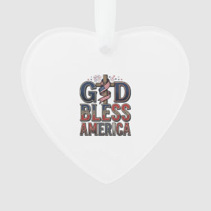 Gott segne Amerika Patriotisches Kreuz Vintage-Shi Ornament