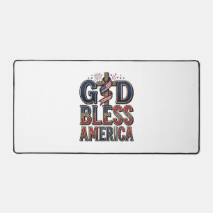 Gott segne Amerika Patriotisches Kreuz Vintage-Shi Schreibtischunterlage