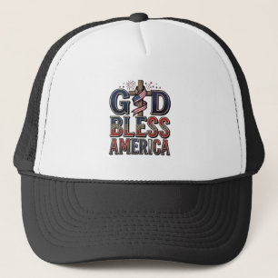 Gott segne Amerika Patriotisches Kreuz Vintage-Shi Truckerkappe