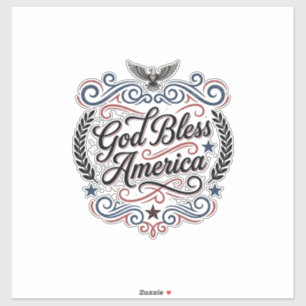 Gott segne Amerika Patriotisches Vintage-Adler-T-S Aufkleber