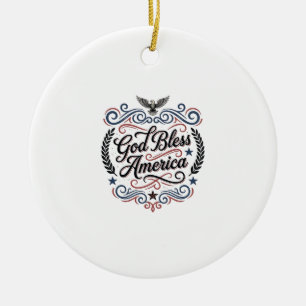 Gott segne Amerika Patriotisches Vintage-Adler-T-S Keramik Ornament