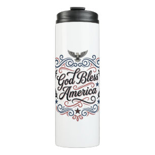 Gott segne Amerika Patriotisches Vintage-Adler-T-S Thermosbecher