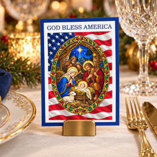Gott segne Amerika Patriotisches Weihnachts-Nachts Platzkarte