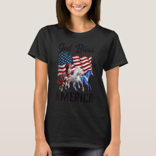 Gott segne Amerika Pferde Flagge Vierter Juli T-Shirt