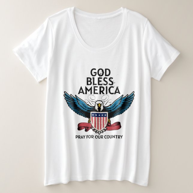 Gott segne Amerika Plus Größe Große Größe T-Shirt (Design vorne)