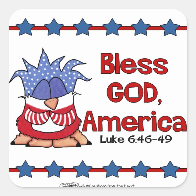 Gott segne, Amerika Quadratischer Aufkleber (Vorderseite)
