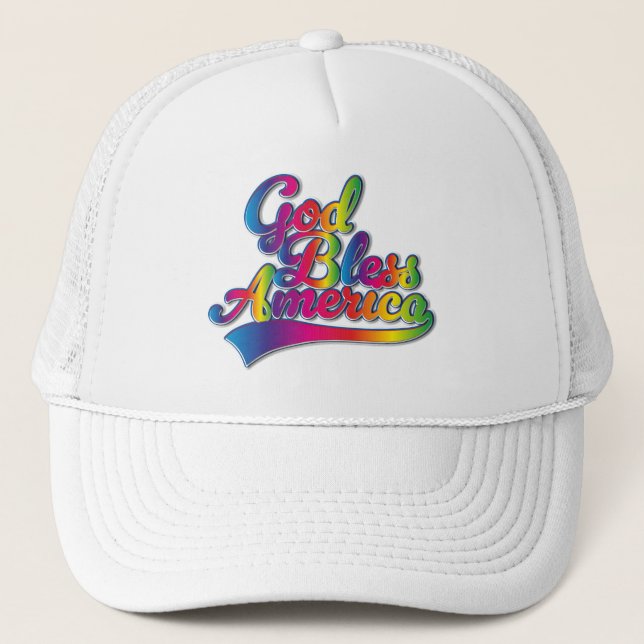 Gott segne Amerika Rainbow-Logo Truckerkappe (Vorderseite)
