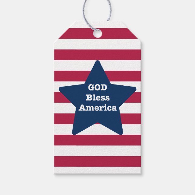 Gott segne Amerika rot weiß und blau Geschenkanhänger (Vorderseite)