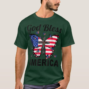 Gott segne Amerika Schmetterlinge 4. Juli Jesus Ch T-Shirt