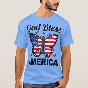 Gott segne Amerika Schmetterlinge 4. Juli Jesus Ch T-Shirt