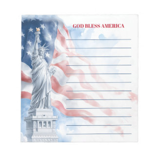 Gott segne Amerika Statue der Freiheit Lined Notizblock