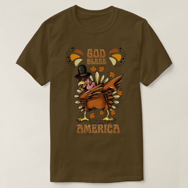 Gott segne Amerika Türkei Design T-Shirt (Design vorne)