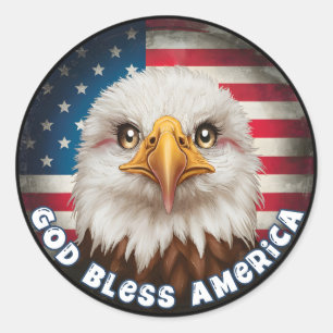 Gott segne Amerika Unabhängigkeitstag Adler Kreis Runder Aufkleber