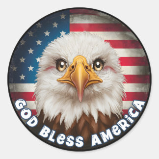 Gott segne Amerika Unabhängigkeitstag Adler Kreis Runder Aufkleber