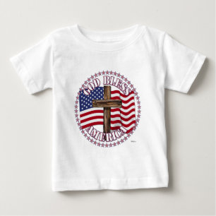 Gott segne Amerika und kreuzen mit US-Flagge 50 St Baby T-shirt