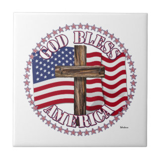 Gott segne Amerika und kreuzen mit US-Flagge 50 St Fliese