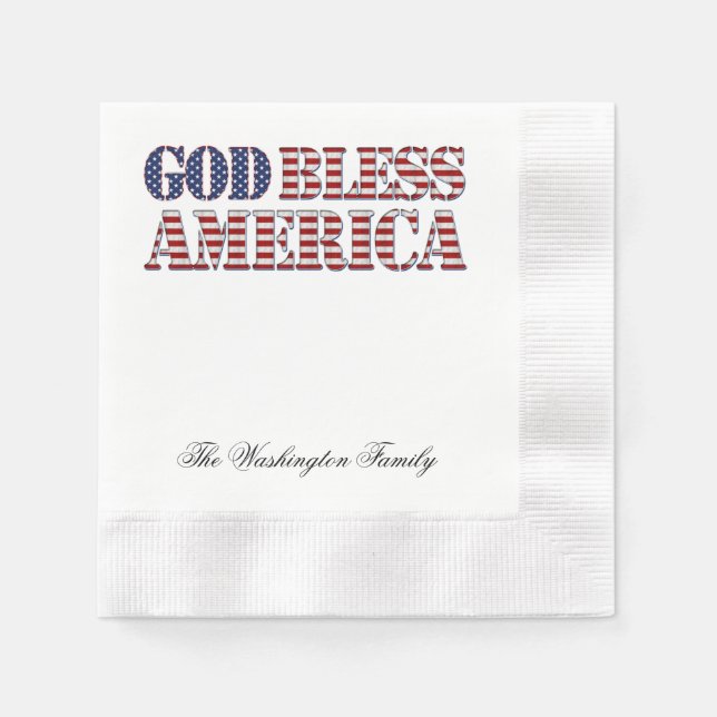 Gott segne Amerika US Flagge Patriotisch Serviette (Vorderseite)