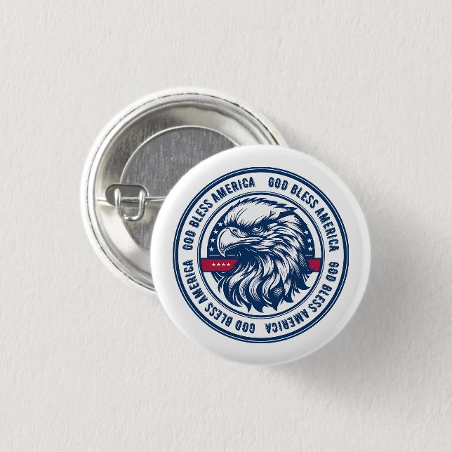 Gott segne Amerika, USA-Adler im Kreis Button (Vorne & Hinten)