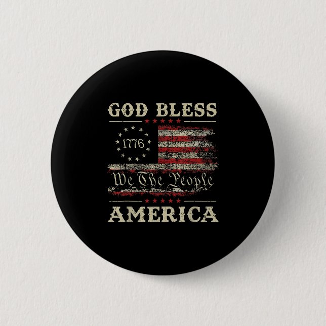 Gott segne Amerika USA Flagge 4. Juli Patriotic Button (Vorderseite)