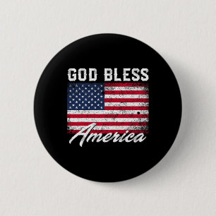Gott segne Amerika USA-Flagge 4. Juli Patriotisch Button