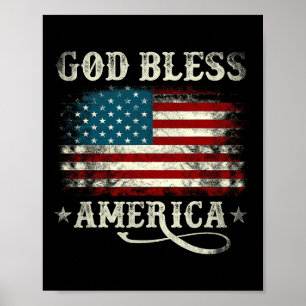 Gott segne Amerika USA-Flagge 4. Juli Patriotisch Poster
