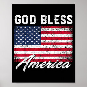 Gott segne Amerika USA-Flagge 4. Juli Patriotisch Poster