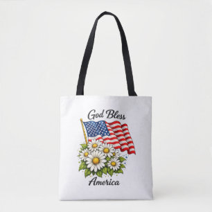 Gott segne Amerika USA-Flagge und Gänseblümchen Bl