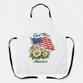 Gott segne Amerika USA-Flagge und Gänseblümchen Bl Schürze
