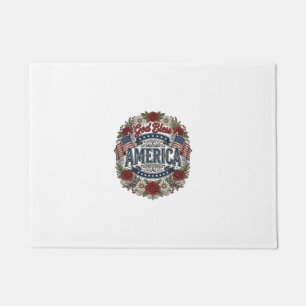 Gott segne Amerika Vintage Patriotisch Floral Fußmatte