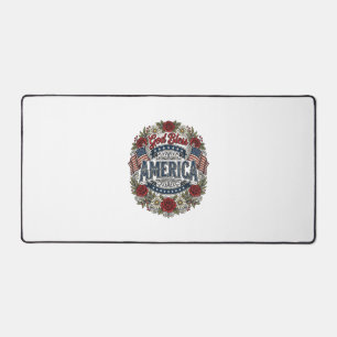 Gott segne Amerika Vintage Patriotisch Floral Schreibtischunterlage