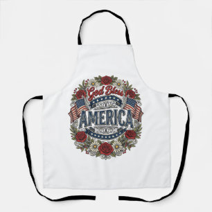 Gott segne Amerika Vintage Patriotisch Floral Schürze